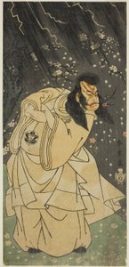 الممثل Ichimura Uzaemon IX في دور كان شوجو في مسرحية Sugawara Denju Tenarai Kagami ، تم تقديمه في مسرح Ichimura في الشهر الثامن ، 1768 بواسطة كاتسوكاوا شونشو