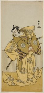 الممثل ناكامورا ناكازو الأول في دور كودو سوكيستوني (؟) في مسرحية Kokimazete Takao Soga (؟) ، تم عرضها في مسرح Ichimura (؟) في الشهر الثاني ، 1778 بواسطة كاتسوكاوا شونشو