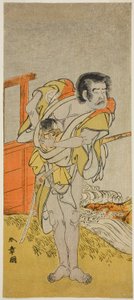 Otani Tomoemon I بدور Kasahari Hokkyo في مسرحية Kazoe Uta Ta Ue Soga ، تم عرضها في مسرح ناكامورا في الشهر الأول من بواسطة كاتسوكاوا شونشو