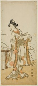 الممثل Segawa Kikunojo III في دور Aigo no Waka في مسرحية Chigo Sakura Jusan Kane ، تم عرضه في مسرح Ichimura في الشهر الحادي عشر ، 1774 بواسطة كاتسوكاوا شونشو