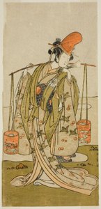 الممثل Segawa Kitsuji III في دور Murasame في مسرحية Gohiiki Kanjincho ، تم أداؤه في مسرح Nakamura في الشهر الحادي عشر ، 1773 بواسطة كاتسوكاوا شونشو