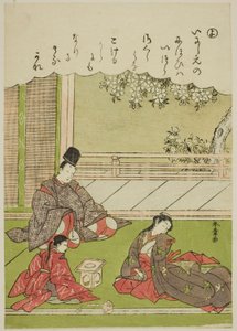 "Yo": رجل يلتقي بعشيق سابق ، يعمل الآن في أسرة محلية ، من سلسلة "Tales of Ise in Fashionable Brocade Pictures (Furyu nishiki-e Ise monogatari)" بواسطة كاتسوكاوا شونشو