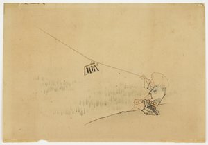 طائرة ورقية للمزارع مع بيرد كلابر ، كاليفورنيا. 1850 (حبر ولون على ورق) بواسطة كاتسوشيكا (مدرسة) هوكوساي