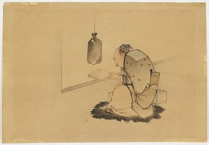 الباحث العلمي من خلال النافذة ، حوالي عام 1850 (حبر ولون على ورق) بواسطة كاتسوشيكا (مدرسة) هوكوساي