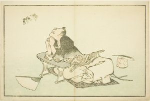 فيلسوف يشاهد زوجًا من الفراشات ، من الكتاب المصور للوحات الواقعية لهوكوساي (Hokusai shashin gafu) بواسطة كاتسوشيكا هوكوساي