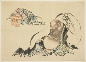 Hotei و Asahina Saburo Reclining (رسمان تخطيطيان) بواسطة كاتسوشيكا هوكوساي
