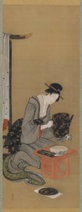 مخصص السنة الجديدة: أتمنى لحلم ميمون للعام الجديد ، فترة إيدو ، c.1806-11 (حبر و لون على الحرير) بواسطة كاتسوشيكا هوكوساي
