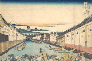 نيهونباشي في Edo Edo Nihonbashi ، من السلسلة ستة وثلاثون منظرًا لجبل فوجي ... ، كاليفورنيا. 1830-32. بواسطة كاتسوشيكا هوكوساي