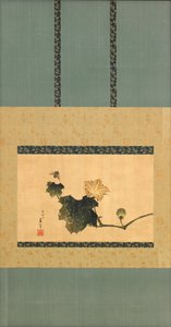 اليقطين و الكرمة و ذبابة الحصان ، فترة إيدو ، c.1825 (حبر و لون على الحرير) بواسطة كاتسوشيكا هوكوساي