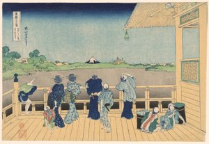 قاعة Sazai في معبد الخمسمائة Arhats (Gohyakurakanji Sazaido) ، من سلسلة "ستة وثلاثون منظرًا لجبل فوجي (فوجاكو سانجوروكي)" بواسطة كاتسوشيكا هوكوساي
