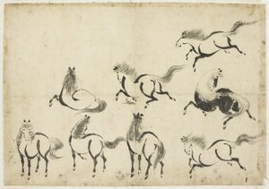 دراسات على الخيول حوالي 1815-1849 (حبر على ورق) بواسطة كاتسوشيكا هوكوساي