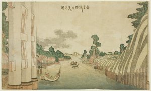 نهر سوميدا يُرى من جسر أزوما (Azumabashi yori Sumida wo miru no zu) ، من مجموعة من المناظر الطبيعية على الطراز الغربي بواسطة كاتسوشيكا هوكوساي