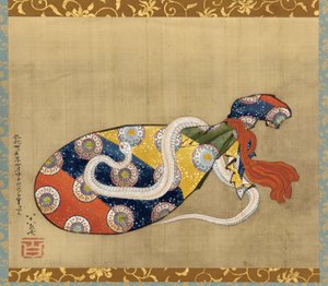 The Lute and White Snake of Benten، Edo Period، 1847 (حبر و لون على الحرير) بواسطة كاتسوشيكا هوكوساي