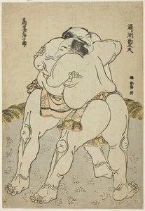 مصارعو تيسومو Uzugaen Kandayu جر د Kazuki Takasaki بواسطة كاتسوشيكا هوكوساي