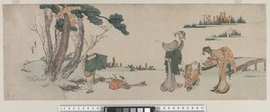 نساء يصرفن انتباه الطفل الذي تقطر طائرته الورقية في شجرة ، فترة إيدو ، c.1800 بواسطة كاتسوشيكا هوكوساي