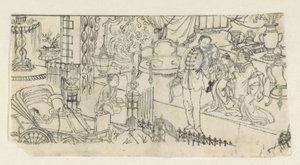 رجل يقول مرحبا للطفل بواسطة Kawanabe Kyôsai (منسوب إلى)