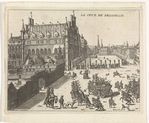منظر لمحكمة بروكسل ، 1673. La Cour de Brusselle (العنوان على الكائن) بواسطة كيمنتس