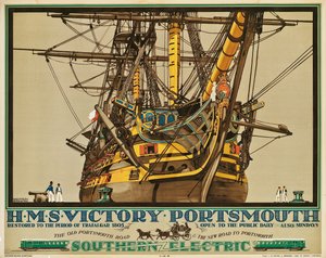 HMS Victory ، بورتسموث ، ملصق إعلاني عن السكك الحديدية الجنوبية الكهربائية (لون ليثو)
