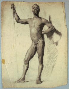 دراسة عارية لرجل مع عصا
