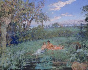 The Lovers on the River Bank ، حوالي 1910-20 (باستيل وألوان مائية على ورق مقوى)