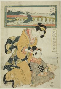 توهج المساء في سيتا (سيتا سيكيشو) ، من سلسلة "ثمانية مشاهد عصرية لأومي (Furyu Omi hakkei)" بواسطة كيكوكاوا إيزان