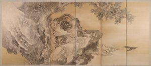 شاشة ذات ستة أضعاف تصور نمرًا يزأر ، 1749-1838