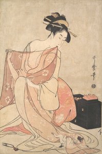 امرأة وقطة ، كاليفورنيا. 1793-94. بواسطة كيتاجاوا أوتامارو