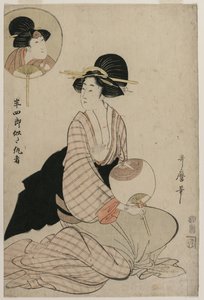 امرأة جذابة تشبه الممثل Iwai Hanshiro V ، 1806. بواسطة كيتاجاوا أوتامارو