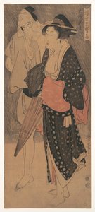 زوجين في دش مساء ، ج. 1800 بواسطة كيتاجاوا أوتامارو