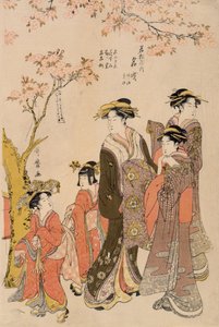 المحظوظون يتجولون تحت أشجار الكرز ، c.1789 (طباعة لوح خشبي) (تفاصيل 203664) بواسطة كيتاجاوا أوتامارو