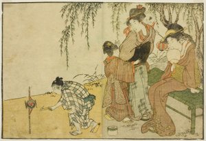 الاستمتاع بالألعاب النارية ، من الكتاب المصور "كتاب مصور: زهور الفصول الأربعة (Ehon shiki no hana) ،" المجلد. 1 بواسطة كيتاجاوا أوتامارو