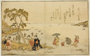 جمع القذائف في انخفاض المد ، من الكتاب المصور "هدايا من المد والجزر (Shiohi no tsuto)" بواسطة كيتاجاوا أوتامارو