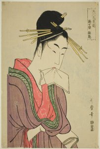 Hinazuru من Keizetsuro ، من مسلسل "مقارنة سحر الجمال (Bijin kiryo kurabe) (Keizetsuro Hinazuru)" بواسطة كيتاجاوا أوتامارو