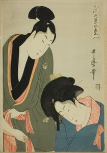 عشاق فراق في الصباح ، من سلسلة "الصنوبر الخماسي الأنيق (Furyu goyo no matsu)" بواسطة كيتاجاوا أوتامارو