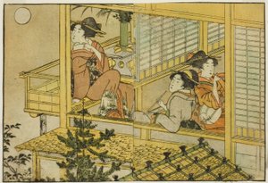 حفلة مشاهدة القمر ، من الكتاب المصور "كتاب مصور: زهور الفصول الأربعة (Ehon shiki no hana)" المجلد. 2 بواسطة كيتاجاوا أوتامارو