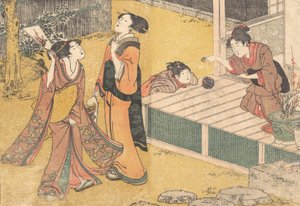 ألعاب رأس السنة الجديدة ، من الكتاب المطبوع زهور فورسيزونز شيكي نو هانا ، 1801. بواسطة كيتاجاوا أوتامارو