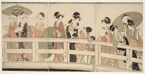 في الأعلى وأسفل جسر Ryogoku بواسطة كيتاجاوا أوتامارو