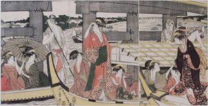 في الأعلى وأسفل جسر Ryogoku ، ج. 1796 بواسطة كيتاجاوا أوتامارو