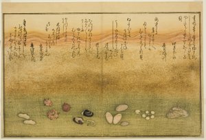 Sudare-gai و hana-gai و sakura-gai و mumeno-gai و nadeshiko-gai و kinuta-gai ، من الكتاب المصور "هدايا من إيب تايد (Shiohi no tsuto)" بواسطة كيتاجاوا أوتامارو