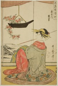 The Courtesan Hisui of the Fan House (Ogiya uchi Hisui) ، من سلسلة The Five Festivals Flower Competition (Gosechi hana awase) بواسطة كيتاجاوا أوتامارو