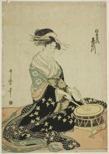 The Courtesan Kisegawa of the Matsubaya ، من سلسلة غير معنونة من المحظيات من Matsubaya بصفتهم خمسة موسيقيين بواسطة كيتاجاوا أوتامارو