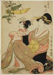 المحظية Yoso-oi من Pine Needle House في Yoshiwara ومرافقتها (Matsubaya Yoso-oi) بواسطة كيتاجاوا أوتامارو