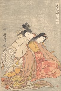الشاعر Ariwara no Narihira 825-880 و Ono no Komachi ... ، حوالي 1798. بواسطة كيتاجاوا أوتامارو