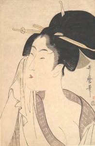 امرأة تسترخي بعد الاستحمام ، 1790. بواسطة كيتاجاوا أوتامارو