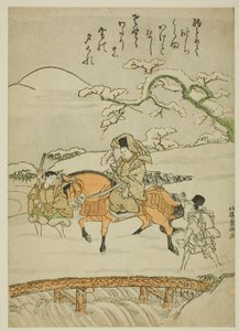 عبور الجسر في سانو بواسطة Kitao Shigemasa