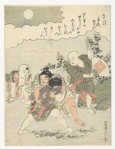 الشهر الثامن Hazuki (العنوان على الكائن) ألعاب ضوء القمر (عنوان المسلسل) Tsuki yo asobi (عنوان المسلسل على الكائن) بواسطة Kitao Shigemasa