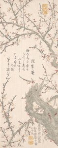 شجرة البرقوق في بلوسوم ، ١٨١٣. بواسطة Kitao Shigemasa