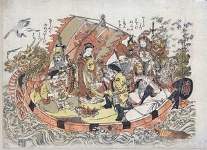 سبتمبر Divinites du Bonheur - Seven Lucky Gods par Kitao ، Shigemasa (1739-1820) ، بين 1775 و 1780 - لون لينوكوت ، 32،6 × 46،1 - مجموعة خاصة بواسطة Kitao Shigemasa