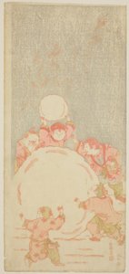 الرجل الثلجي الكبير ، c.1764 (طباعة خشبية ملونة ؛ ميزو هوسوبان) بواسطة Kitao Shigemasa