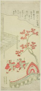 مهرجان القيقب (Momiji no ga) من الفصل 7 من The Tale of Genji بواسطة Kitao Shigemasa